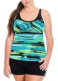 ZeroXposur Womens Swimsuits Tankini Set – Black Board Shorts and Plus Size Tankini Swimsuits for Women (Mochi, 3X)