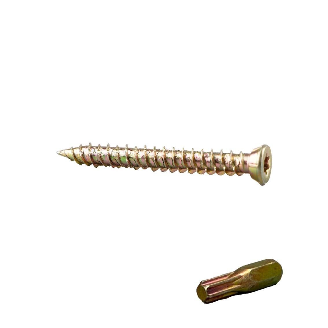 WK Electrical, Concrete Screws with Torx Bits, Zinc-Plated Countersunk Masonry Screws for Brick & Concrete