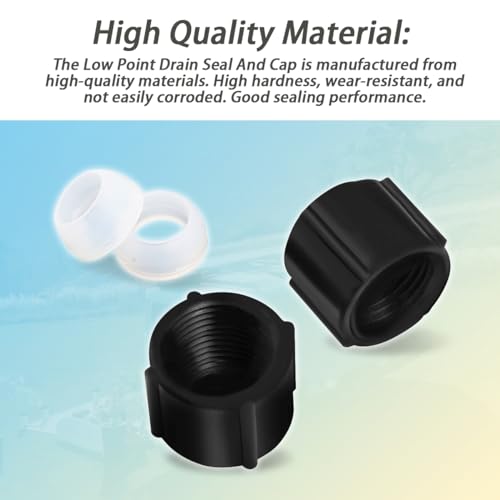 Image of 2 Pcs Low Point Drain Seals and Caps Compatible with RV /Camper /Travel Trailer- 1 /2 Inch Hot & Cold Water Lines (2)
