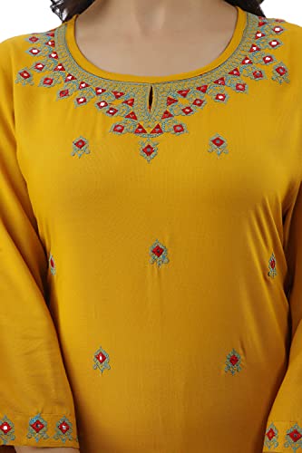 Image of Women's Rayon Heavy Embroidery Work Straight Kurta
