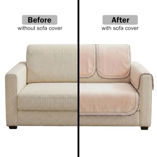 Image of Story@Home Sofa Cover 6 Seater Fully Covered | Sofa Covers 3 Seater and 2 Seater & Single Sofa Cover - 3+2+1 Sofa Set Cover Config | Sofa Mat with Sofa Back Covers & ArmRest Covers - Cotton Candy