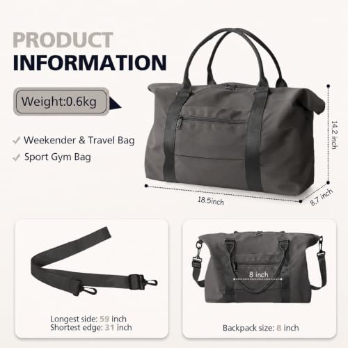 Image of Travel Duffle Bag, Waterproof Weekender Bag Carry On Tote Bags for Women, Travel Essentials Sport Gym Bag for Men, Hospital Bag for Labor and Delivery, Overnight Bag Luggage Bag with Trolley Sleeve