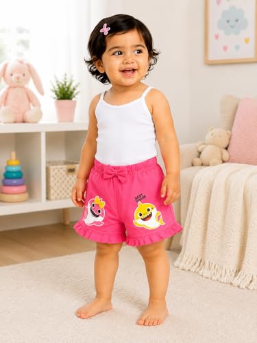 Image of BODYCARE KIDS Infant Baby Girls Cotton Antiviral Printed Shorts | Soft Breathable Elastic Waist Casual for Toddlers & Infants | Comfortable Summer Baby Bottoms for Girls