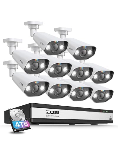 Image of ZOSI PoE Home Surveillance System, 10 x 5MP Outdoor Cameras, 4TB HDD