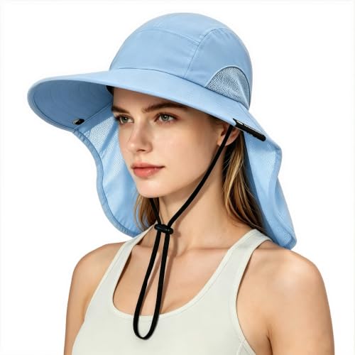 Image of Solaris Sun Hat with Neck Flap, UPF 50 Sun Protection Lightweight Sun Cap for Men Women, Wide Brim Hat for Fishing Hiking