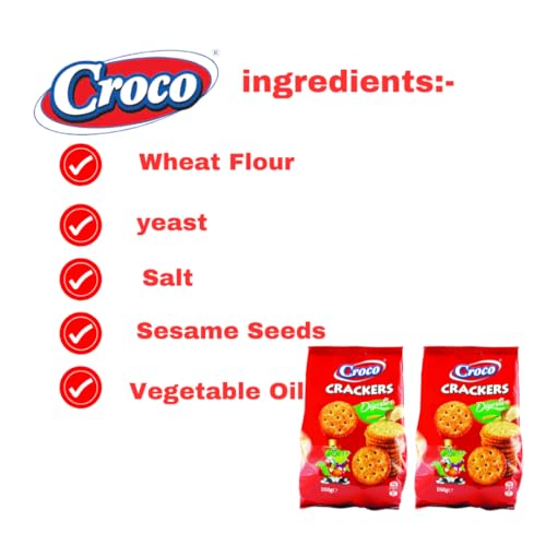 Image of Croco Crackers Special Digestive Biscuits Imported Baked Snacks Each 150 g Pack of 2