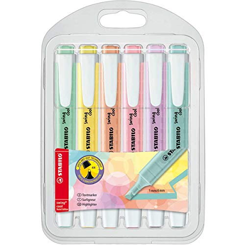 STABILO Swing Cool Pastel Marca Texto – Estojo com 6 unidades – Em 6 cores pasteis