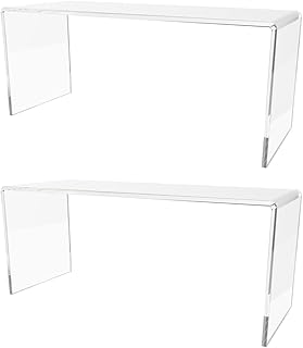 Marketing Holders 2 Pack Acrylic Riser Display Stand 12 Inch Wide by 4.5 Inch Deep Clear Plastic Countertop Decorative Pedestal Tabletop Showcase for Weddings Boutiques Jewelry Stores and Florists