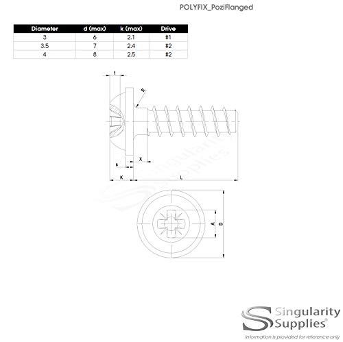 D3.5 (3,5 mm x 8 mm) - Viti Pozi per plastica