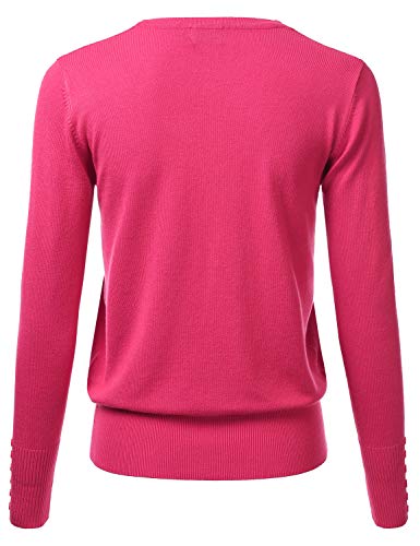 Women's Button Down V-Neck Long Sleeve Knit Cardigan with Sleeve Button Detail (S-3XL)3