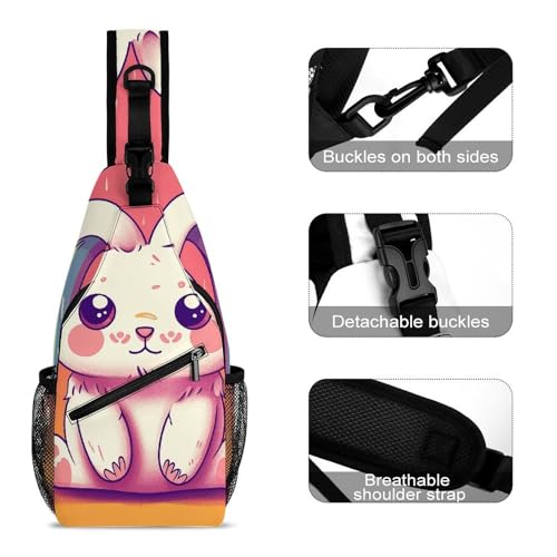 Bolso cruzado deportivo con orejas de conejo y arcoíris miniatura 3