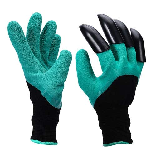 Onnfang Rubber Garden Gloves With Claws Gardening Raking Digging