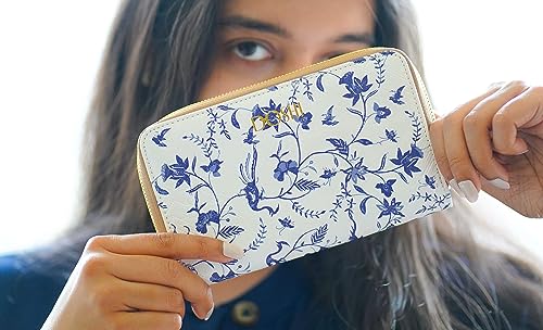 DOSHI Zip Around Wallet - Kraft White & Blue Floral (Kraft Paper)3