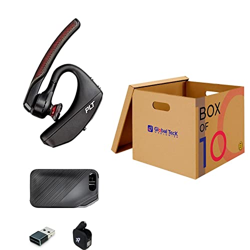 Plantronics Poly Voyager 5200 UC Bluetooth Headset Bundle - for Smartphones, PC, MAC Using RingCentral Software or App, Global Teck w/Wall Charger 206110-101