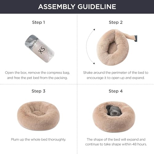 Image of Bedsure Calming Cat Beds for Indoor Cats - Small Cat Bed Washable 20 inches, Anti-Slip Round Fluffy Plush Faux Fur Pet Bed, Fits up to 15 lbs Pets, Washed Blue