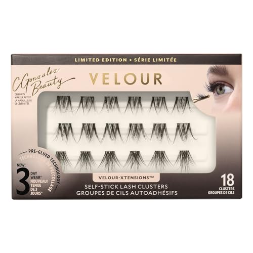 Velour x CGonzalez Beauty Self-Stick Lash Clusters, Self Adhesive Eyelashes, 18 Eyelash Clusters