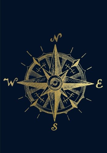 Golden Nautical Compass Notebook: A Classic 7x10 Inch Ruled/Lined Notebook/Journal