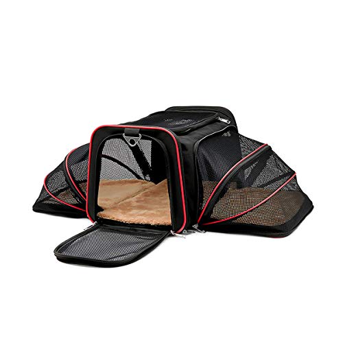 Bolsa Pet Expansível para Transporte em Avião Cães e Gatos Ventilada até 14kg Tela Arejada e Tapete Removível - Duke & Dixie