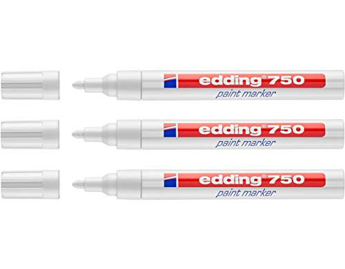 EDDING 750 Lackmarker 3er Sparpaket | 9 Farben & Sortierte zur Auswahl! (3er Set, weiß)