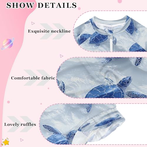 Turtle in Snow Girls Long Sleeve Swimsuits One Piece Zipper Bathing Suit UPF 50+ Rashguard Swimwear4