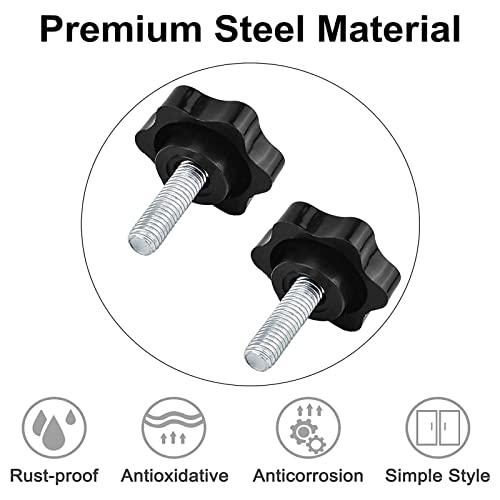 Increway M8 X 30Mm Male Thread Knurled Clamping Knobs Grip Thumb Screws, Carbon Steel Standard Coarse Threads Clamping Rosette Knobs, Black,12Pcs #TOP2