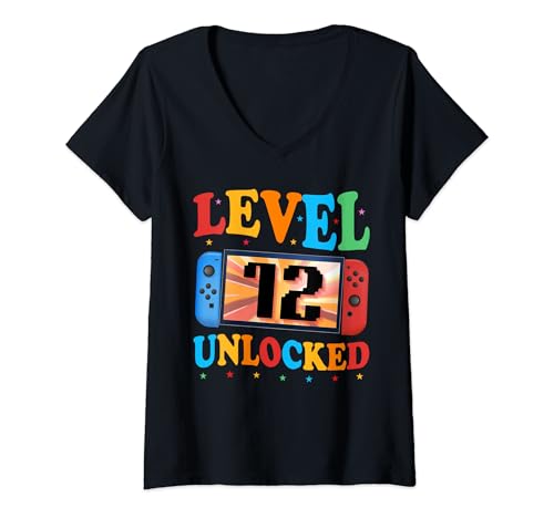Femme Awesome Level 12 Unlocked 12th Birthday Boy Girl Video Gamer T-Shirt avec Col en V