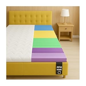 PFM HOME - Matrazen-Topper 120x200 cm - 6 cm hoch mit 5-Zonen-Massage Ergo + antiallergischer Bezug - Atmungsaktiv