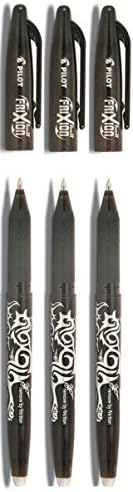 Pilot Black Frixion Rollerball Erasable Pens Pen 0.7mm Nib Tip 0.35mm Line BL-FR7 (Pack Of 3)