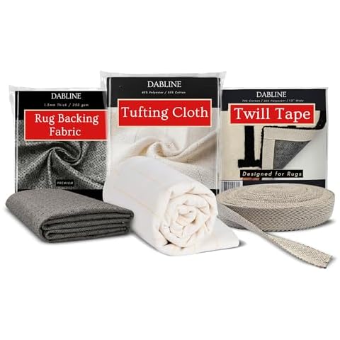 80" x 80" Large Overlocking Tufting Cloth, Non Slip Rug Pad for Tufting, and 50 Yard Twill Tape for Rug Edges Cover