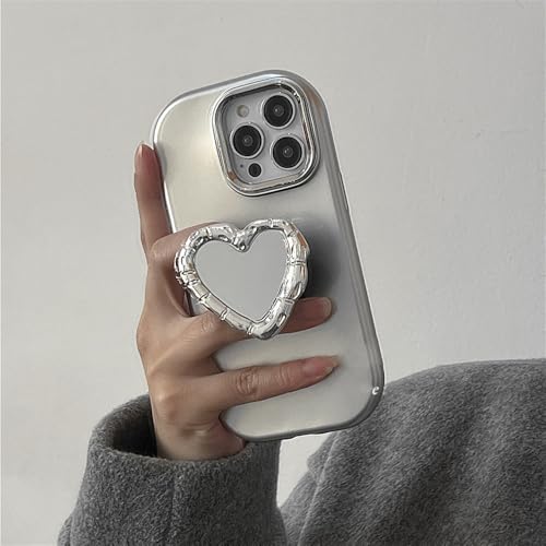 Étui iPhone 14 cœur miroir argenté pour vos selfies parfaits
