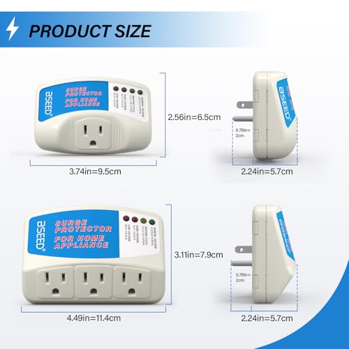 Image of BSEED Surge Protector for Refrigerator, Single Outlet Surge Protector Plug in for Home Appliance Multi Function Plug with Protection Wall Mount Power Suppressor for TV /PC /PS5, 15A, 125V, 1875W, 1 Pack