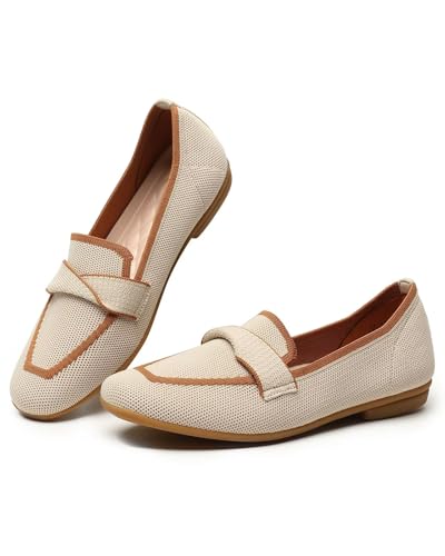 Image of Women's Slip-on Penny Loafers Soft Dress Flats | Comfort Breathable Knit Fabric,Arch Support,Slip-Proof,Bendable,Walking,Office Work,Driving,Travel,Everyday Shoes