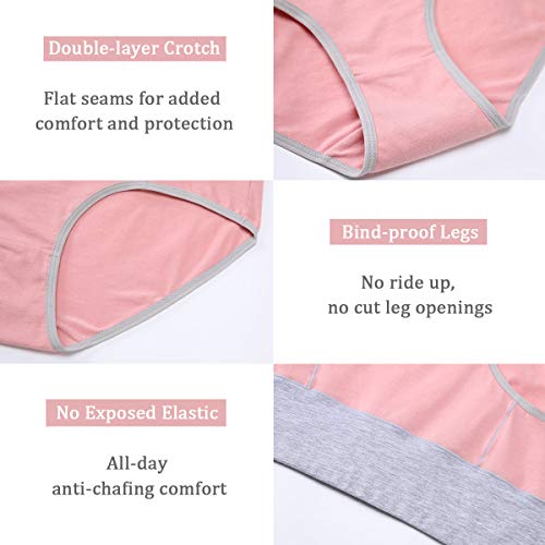 Image of wirarpa Women's Cotton Underwear High Waist Stretch Briefs Soft Underpants Ladies Full Coverage Panties 5 Pack