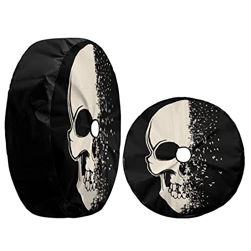 Image of Delerain Spare Tire Cover with Backup Camera Hole Fashion Skull Wheel Covers Sun Protection Waterproof for Jeep Truck RV Trailer SUV and Many Vehicle (14 Inch for Diameter 23 inch-27 inch)