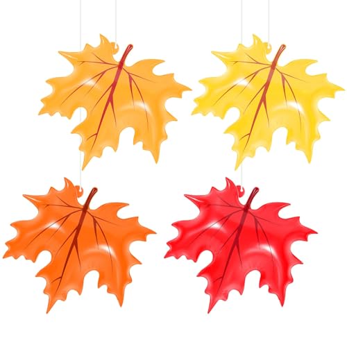4 Pcs Thanksgiving Maple Leaf Inflatable Baby Shower Decoration, 15.7''