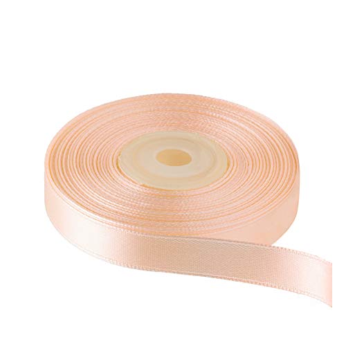 Image of Solid Color Double Faced Peach Satin Ribbon 1 /2 inch X 25 Yards, Ribbons Perfect for Crafts, Wedding Decor, Bow Making, Sewing, Gift Package Wrapping and More