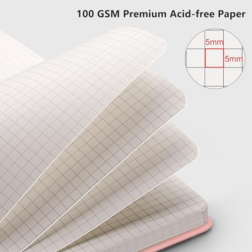 Image of RETTACY Graph Grid Paper Notebook, 192 Pages, A5 Size (5.7'' x 8.3'')