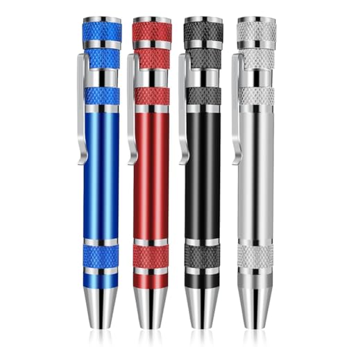 Gvvsjgdbis 4 Destornillador Multifuncional, Cuatro Colores, Mini Destornillador Compacto, Conjunto de Destornillador Magnético Práctico
