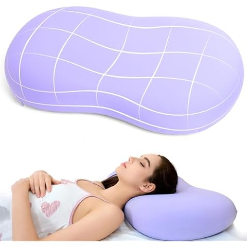 KEEPMOV Memory Foam Pillows - Cervical Neck Pillows for Pain Relief, Ergonomic Contour Pillow for Side Back Stomach Sleepers (Purple) Cover