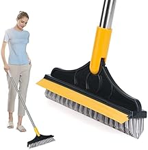 VIHLANATH Plastic Bathroom Cleaning Brush with Wiper - Bathroom Cleaning Brush Long Handle 180° Rotate Toilet Brush Bathroom Tiles Cleaning, Kitchen Bathroom Cleansing Tool Set (Standard)