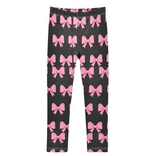Pink Bow Love Black Girls Leggings Kids Yoga Pants Dance Active Tights 4T