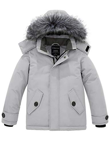 Wantdo Boys' Hooded Winter Jackets Water-Resistant Warm Fleece Filling Puffer Coat Grayish White 6/7 #TOP17