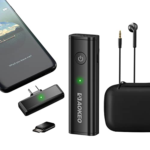 Aokeo Wireless Lavalier Lapel Microphone,Plug＆Play, Uhf Rechargeable Transmitter Receiver Condenser Wireless Mic System, For Iphone, Camera, Smartphone, Youtube #TOP29