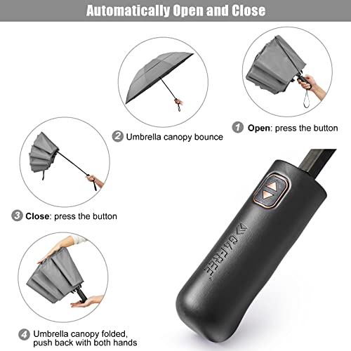 G4Free 62 Inch Large Golf Umbrella Compact Reverse Travel Umbrella 10 Ribs Windproof For Rain Double Canopy Automatic Open Close (Grey) #TOP2