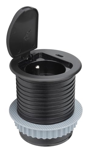 Zenitech Otio - Bloc prise encastrable + clapet + port USB-C - Noir