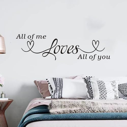 Love Quotes Wall Stickers for Bedroom: Inspirational Couples Romantic Marriage Wall Decals - Family Bathroom Home Vinyl Art Wall Decor - All of Me Loves All of You 25' X 7'