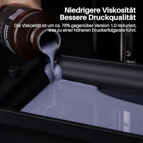 ELEGOO Resin Wasser Abwaschbar 2.0 2000g Gelb, Geringe Schrumpfung und Hohe Haltbarkeit 395-405 nm Schnelles Aushärten 3D Drucker Water Washable Resin für MSLA/LCD/DLP Resin 3D Drucker – Bild 4