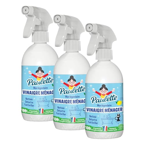 Paulette - Vinaigre Ménager Citron - Nettoyant Détartrant Multi-Surfaces Ecocert - Fabriqué en France - 500 ml (Lot de 3)
