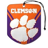 FANMATS 61607 NCAA Clemson Tigers Hanging Car Air Freshener, 2 Pack, Black Ice Scent, Odor Eliminator, Shield...