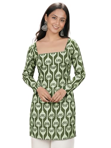 Image of GRECIILOOKS Short Kurti for Women | Floral Printed Short Kurta for Women | Comfortable Rich Office & Casual Kurti`s for Jenas, Leggings & Trousers